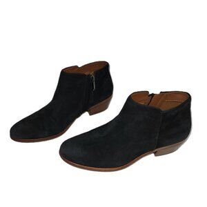 Sam Edelman Petty Black Suede Ankle Booties Side Zip Women's Size 6.5M